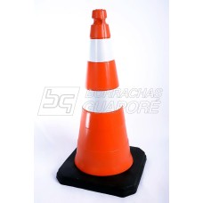 Cone Refletivo PVC 75cm - Base Reforçada - Laranja e  Branco