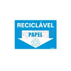 Placa Lixo Reciclável Papel 15 x 20 - PVC